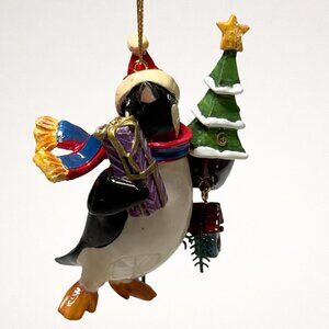 Vintage Penguin Glass Christmas Ornament Tree Presents